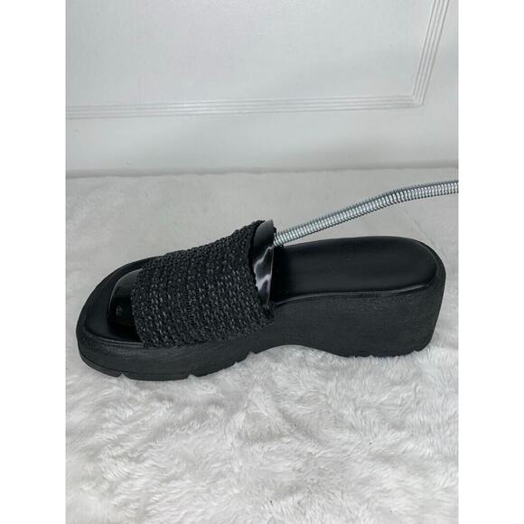 Black Woven Platform Slide Sandals Womens Size 8.5M - Picture 5 of 8